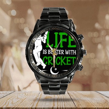 Discover Life Is Better With Cricket Cricketer Cricket Player Baseball Tees Calendar Steel Band Watch
