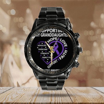 Discover Supporting My Granddaughter Epilepsy Awareness Grandparents Baseball Tees Calendar Steel Band Watch