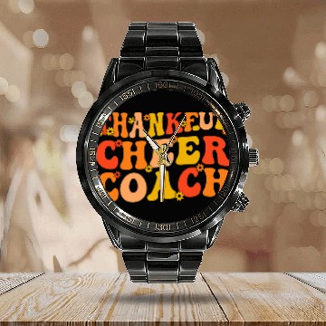 Discover Thankful Cheer Coachs Thanksgiving Cheerleading Coach Calendar Steel Band Watch