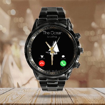 Discover The Ocean Is Calling And I Must Go Baseball Tees Calendar Steel Band Watch