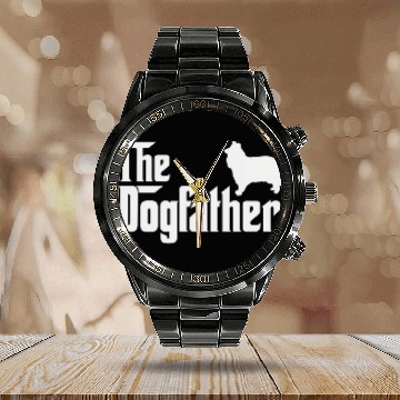 Discover rough collie DogFather Funny Dog Dad Baseball Tees Calendar Steel Band Watch