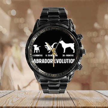Discover Labrador Evolution Design for a Labrador Owner Calendar Steel Band Watch