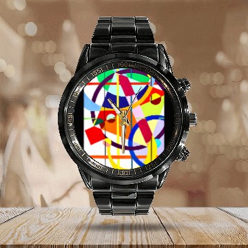 Discover Jazzy funk geometric abstract Baseball Tees Calendar Steel Band Watch