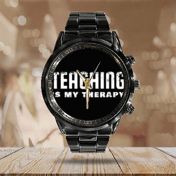 Discover Teaching Is My Therapy Instructor Teacher Calendar Steel Band Watch
