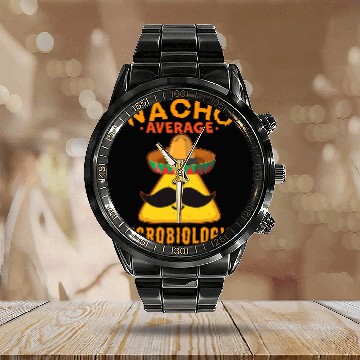 Discover Nacho Average Microbiologist Funny Cute Cinco de Mayo Calendar Steel Band Watch