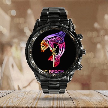 Discover Tribal Long Beach WA Orca Killer Whale Native American Calendar Steel Band Watch