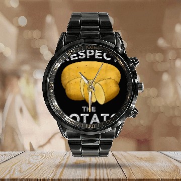 Discover Potatoes Veggie Potato Vegan Potato Farmer Calendar Steel Band Watch
