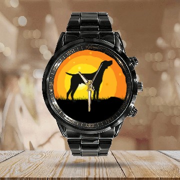 Discover German Shorthaired Pointer GSP Dog Breed 29 Zip Calendar Steel Band Watch