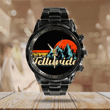 Discover Telluride Colorado Mountain Climbing Hiking Wilderness Calendar Steel Band Watch