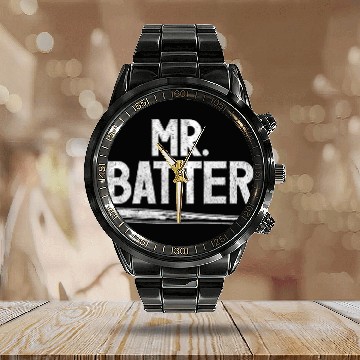 Discover Mens Mr Batter Baseball Apparel For Couples For Him Calendar Steel Band Watch