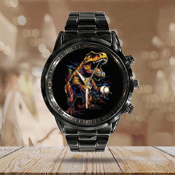 Discover T Rexs Playing Baseball Funny Dinosaur Baseball Player Coachs 1 Baseball Tees Calendar Steel Band Watch