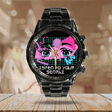 Discover Listen to Your Senpai Anime Lover Trainer Otaku Training Baseball Tees Calendar Steel Band Watch