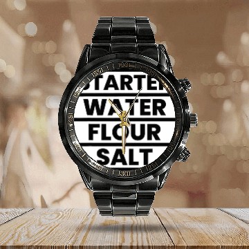 Discover Starter Water Flour Salt Sourdough Starter Baker Bread Calendar Steel Band Watch