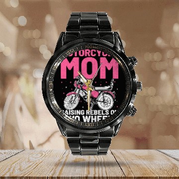 Discover Motorcycle Mom Raising Rebels On Two Wheels Calendar Steel Band Watch