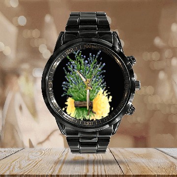 Discover Lavender Bunch Artist Sketch Design Calendar Steel Band Watch