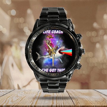 Discover Life Coachs Ive Got This Cute Cat Shark Rainbow Calendar Steel Band Watch