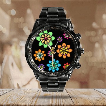 Discover Stylish Pattern Creative Art Modern Artwork Drawing Calendar Steel Band Watch