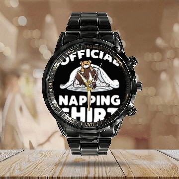 Discover Sleeping German Shorthaired Pointer Dog 1 Zip Calendar Steel Band Watch
