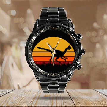 Discover Raptor Velociraptor Dinosaur Dino Paleontology Calendar Steel Band Watch