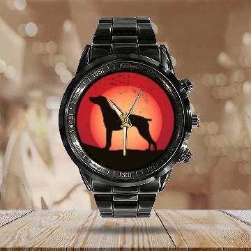 Discover German Shorthaired Pointer GSP Dog Breed 46 Calendar Steel Band Watch