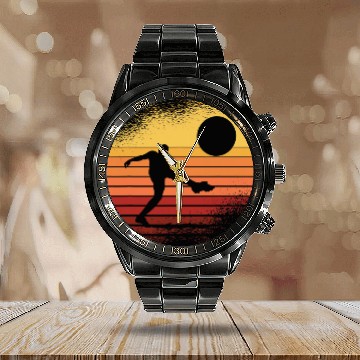 Discover Kickball Player vintages Sunset Art Baseball Tees Calendar Steel Band Watch
