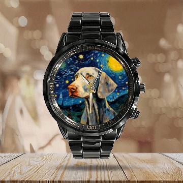 Discover Weimaraner Starry Night For Dog Mom Dog Dad Calendar Steel Band Watch