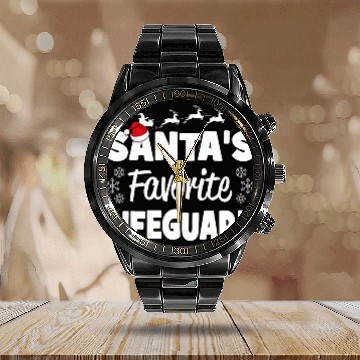 Discover Santas Favorite Lifeguard Funny Christmas Matching Calendar Steel Band Watch