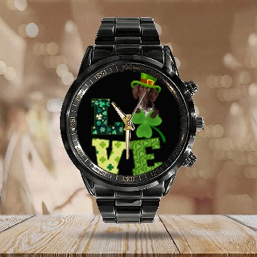 Discover German Shorthaired Pointer Dog St  Patricks Day Funny Irish Calendar Steel Band Watch