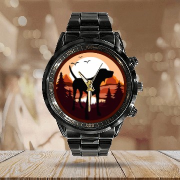 Discover German Shorthaired Pointer GSP Dog Breed 35 Calendar Steel Band Watch