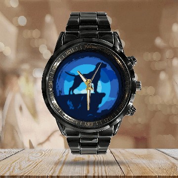 Discover German Shorthaired Pointer GSP Dog Breed 24 Calendar Steel Band Watch