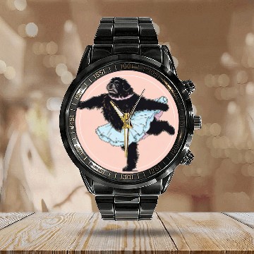 Discover Newfoundland Dog Ballerina Funny Ballet Calendar Steel Band Watch