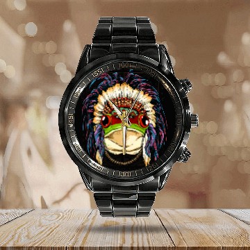 Discover Native Indian Frog Native American Indian Frog Lovers Calendar Steel Band Watch
