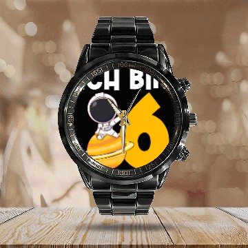 Discover Ich bin 6 6 Geburtstag Astronaut Baseball Tees Calendar Steel Band Watch