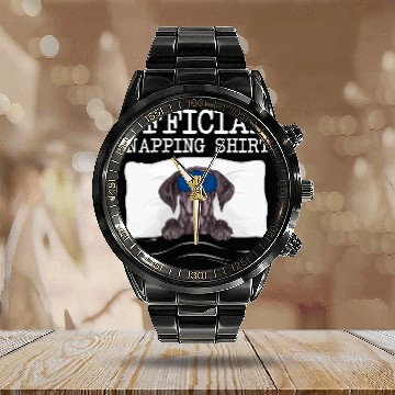 Discover Sleeping German Shorthaired Pointer Sleep Official Napping Calendar Steel Band Watch