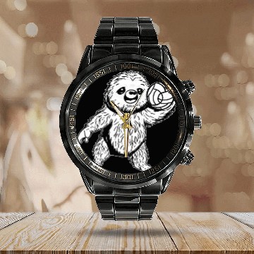 Discover Volleyball Beach Vball Volleyball Sloth 9 Baseball Tees Calendar Steel Band Watch