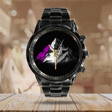 Discover Subtle Asexual Pride Month Mountain Hiking Camping Ace Pride Baseball Tees Calendar Steel Band Watch
