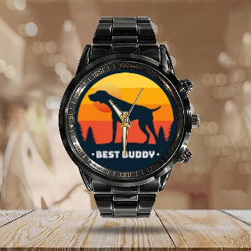 Discover German Shorthaired Pointer GSP Dog Breed 34 Calendar Steel Band Watch