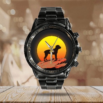 Discover Italian Mastiff Cane Corso Sunrise Calendar Steel Band Watch