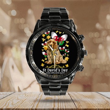 Discover St Davids Day Idea Kids Cocker Spaniel Welsh Daffodils Baseball Tees Calendar Steel Band Watch