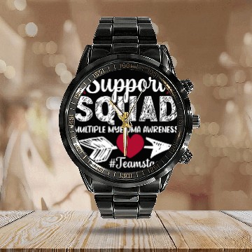 Discover Support Squad Multiple Myeloma Warrior Awareness Zip Calendar Steel Band Watch