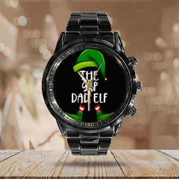 Discover German Shorthaired Pointer Dad Elf Funny Christmas Pajama Zip Calendar Steel Band Watch
