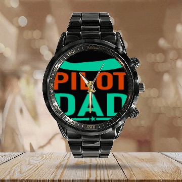 Discover Airlines Pilot Dad in Online Calendar Steel Band Watch