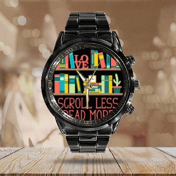 Discover Scroll Less Read More Bookworm Reading Book Lover Literature 21 Baseball Tees Calendar Steel Band Watch