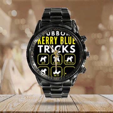 Discover Stubborn Kerry Blue Tricks Dog Training Calendar Steel Band Watch