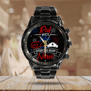 Discover Red White Blue Operating Room nurses Patriotic nurses Support Calendar Steel Band Watch