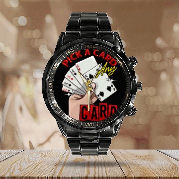 Discover Magician Magic Card Tricks Pick A Card Any Card Calendar Steel Band Watch