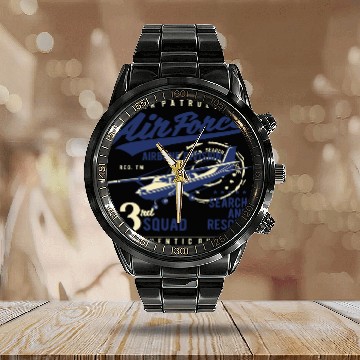 Discover Airplane Pilot Air forces Airborne Division Squad Pilot Calendar Steel Band Watch