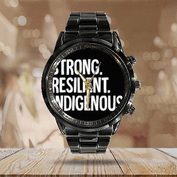 Discover Native American Strong Resilient Indigenous Calendar Steel Band Watch