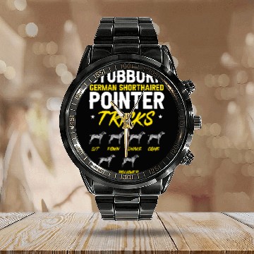 Discover Stubborn German Shorthaired Pointer Tricks GSP Dog Calendar Steel Band Watch