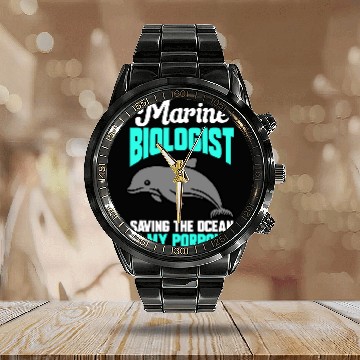 Discover Marine Biology Ocean Marine Biologist Baseball Tees Calendar Steel Band Watch
